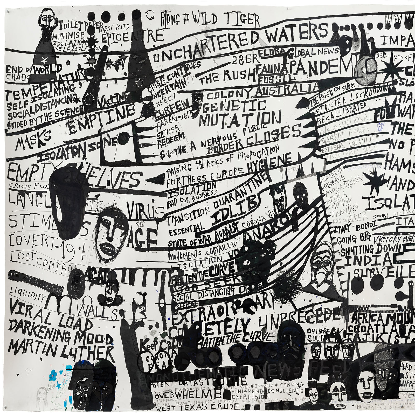 Locust Jones, Covid 19, Six weeks in the life of a global pandemic from March 6 to April 20 and the mass media and states of hysteria that accompanied this time, 2020