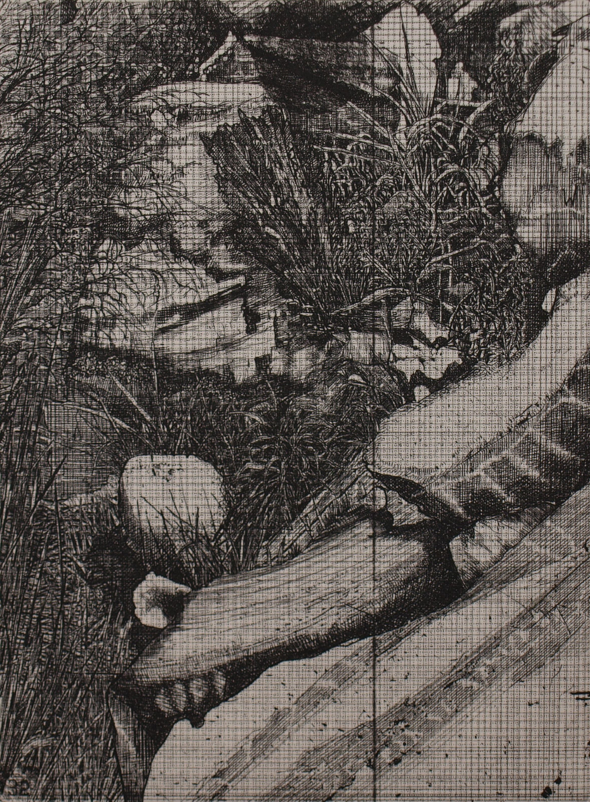 Raymond Arnold, Elsewhere World Fragment No 32 5th state, 2019