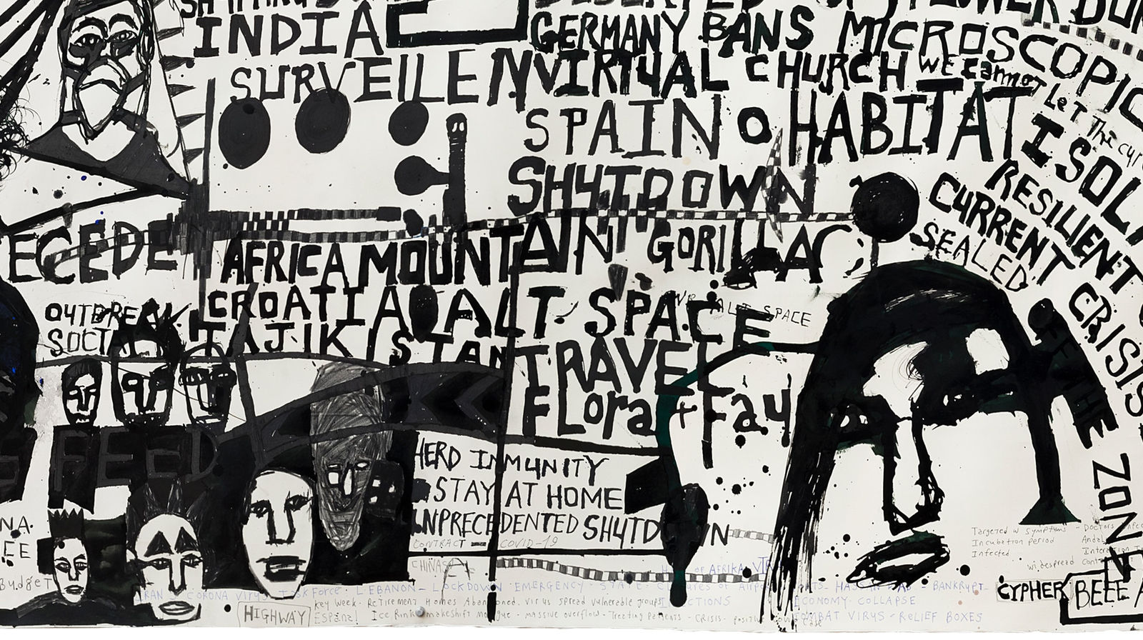 Locust Jones, Covid 19, Six weeks in the life of a global pandemic from March 6 to April 20 and the mass media and states of hysteria that accompanied this time, 2020