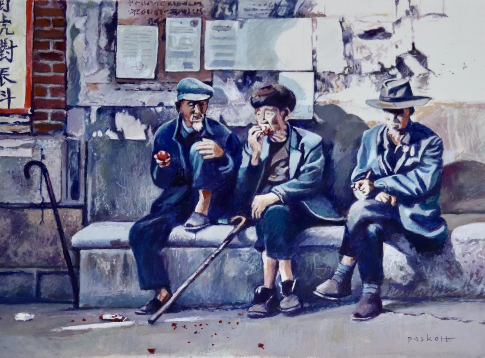 David Paskett PPRWS Hon RE, Three Wise Yunnan Men