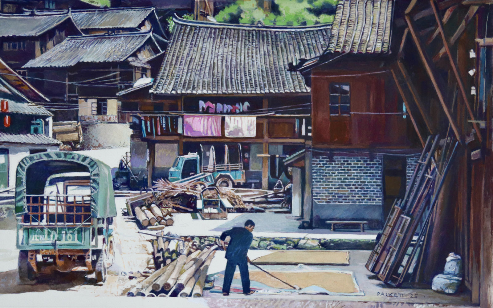 David Paskett PPRWS Hon RE, Dong Village Stage Set