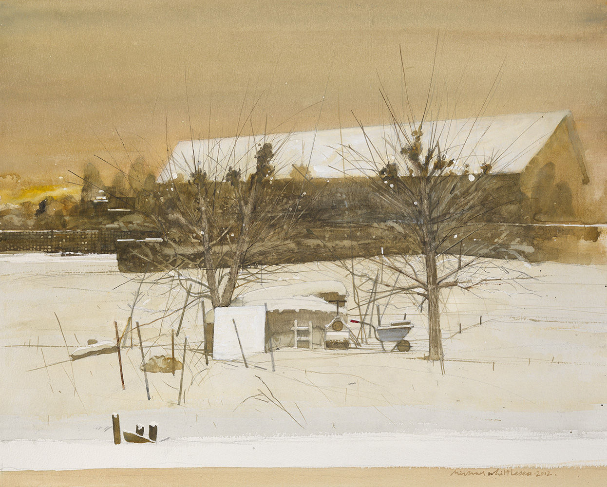 Michael Whittlesea RWS, The Barn in Winter