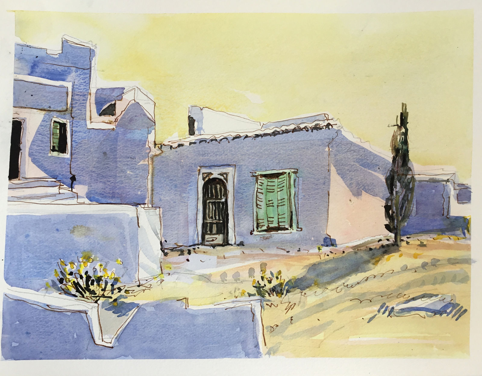 Janet Treloar RWS, Cretan Village at Midday