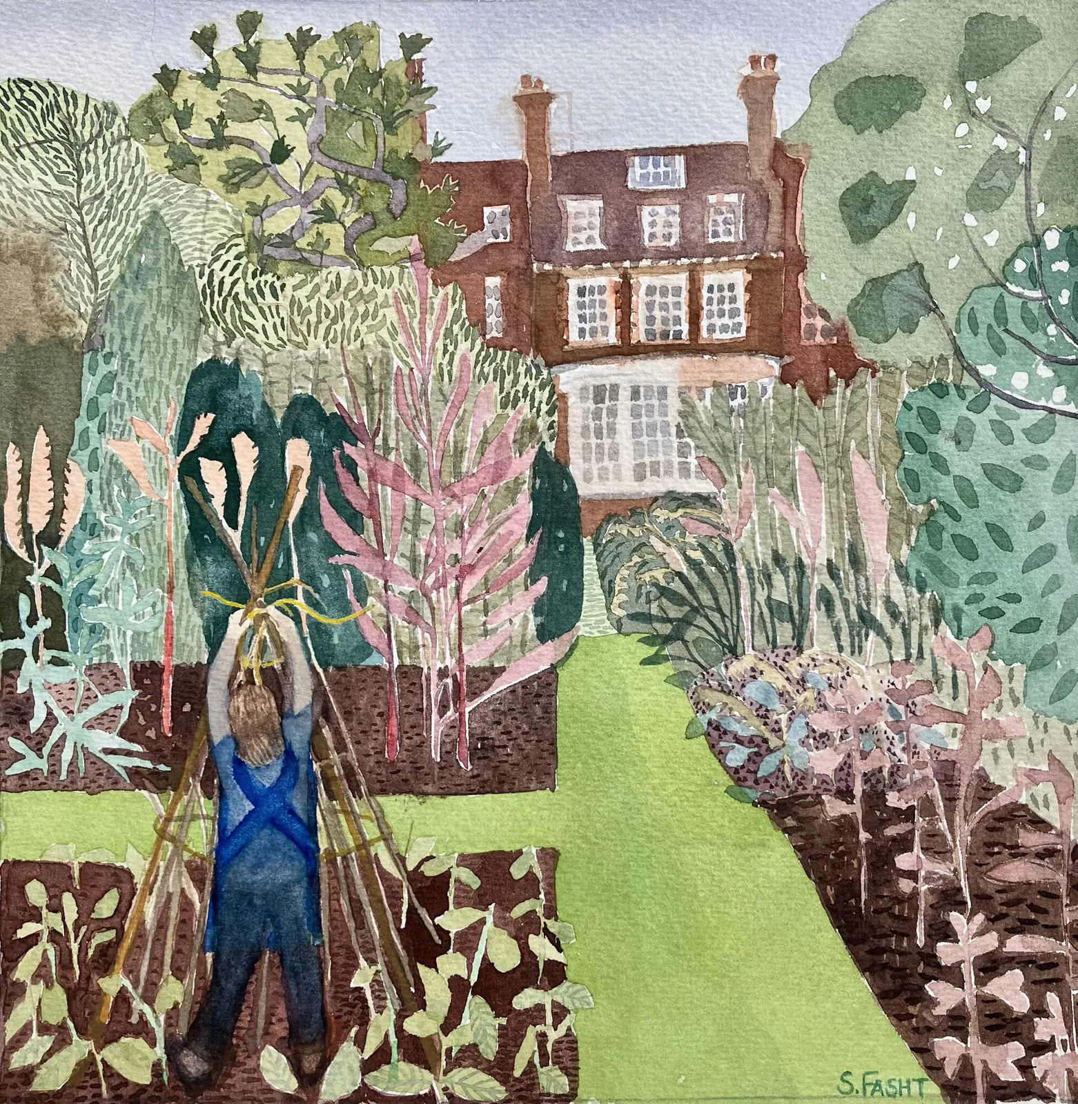 Suzy Fasht RWS, Tidying the Dicotyledon Order Beds, Chelsea Physic Garden