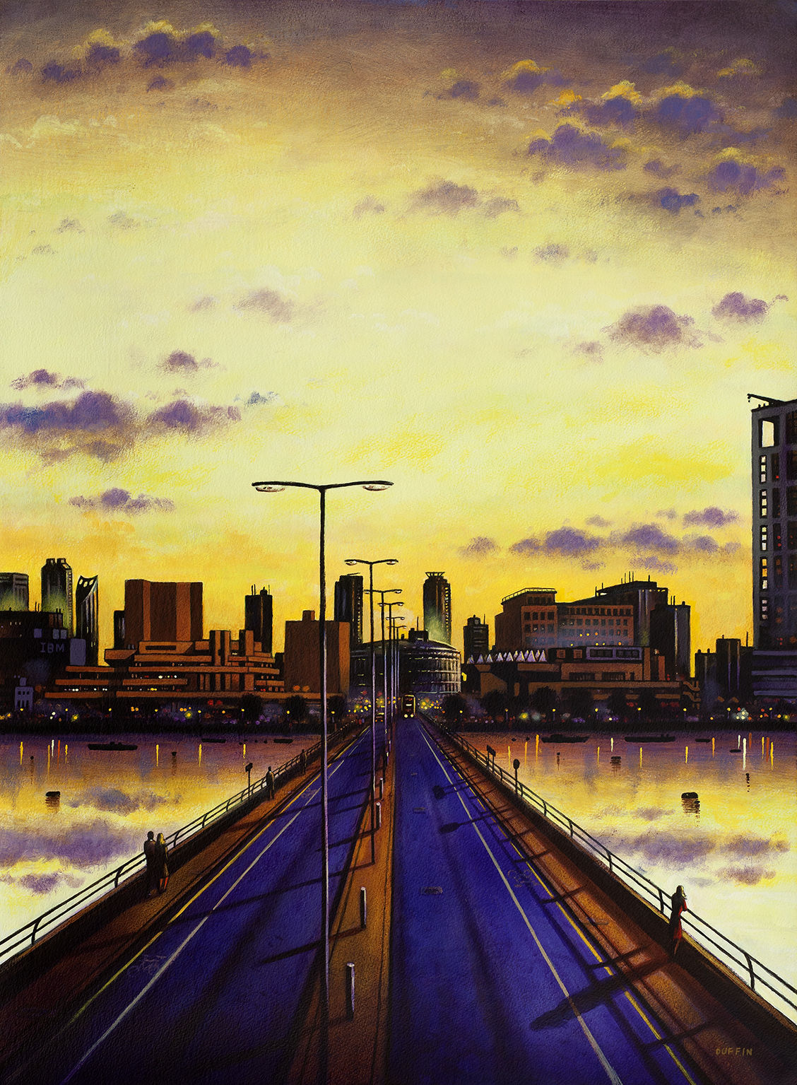 John Duffin RWS RE, Waterloo Bridge Sunset