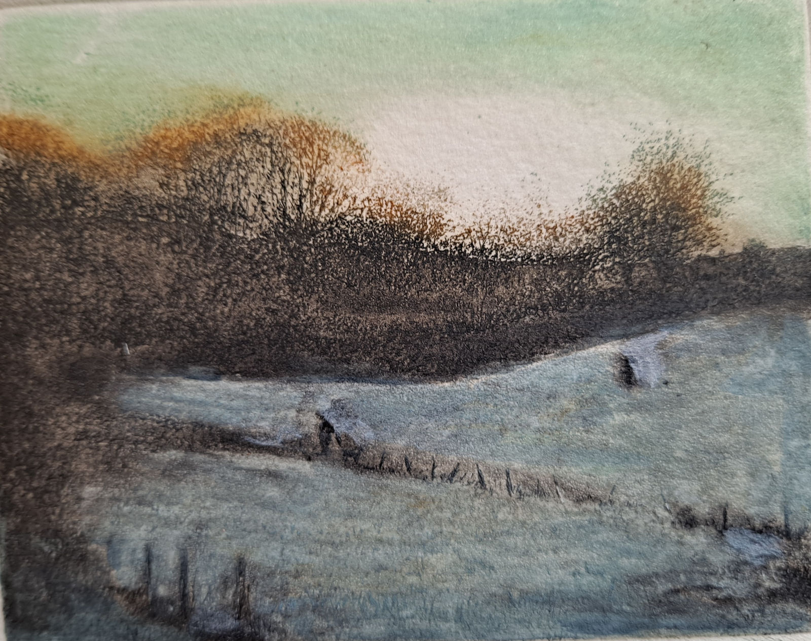 Jo Barry RE, Against a setting sun