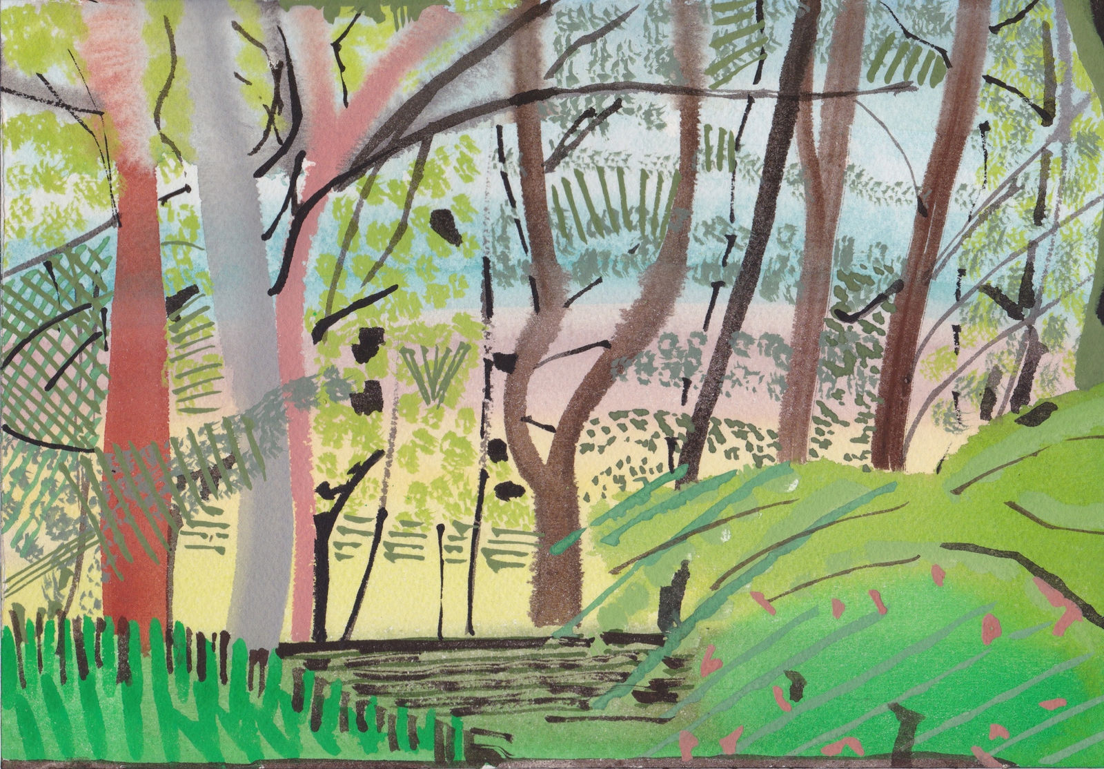 Chloe Fremantle RWS, Wall and Trees 2