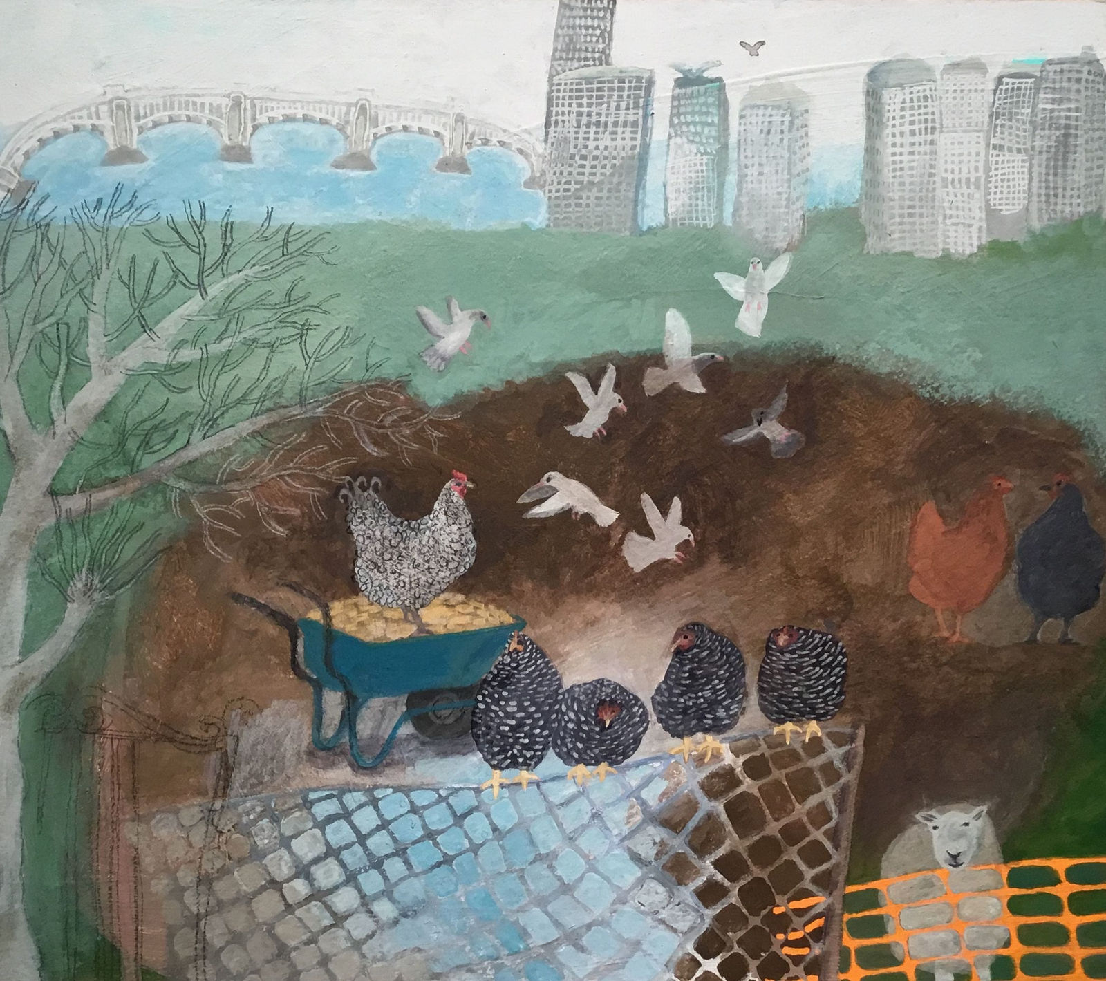 Gertie Young RWS, Waiting for Visitors - Vauxhall City Farm