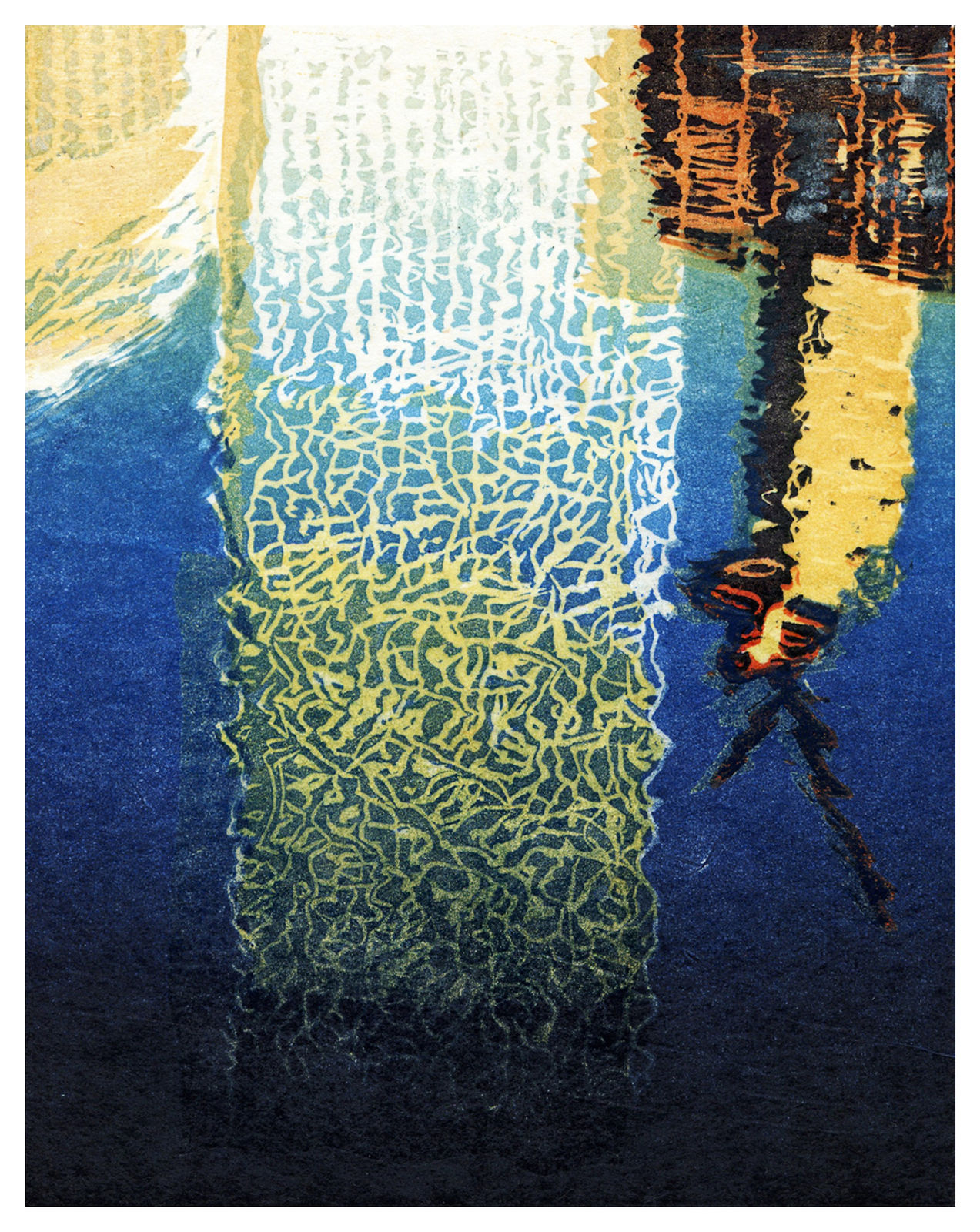 Janet Brooke RE, Canary Wharf reflected in the dock