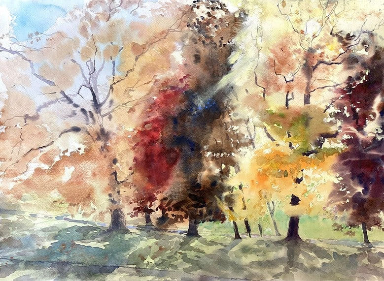 Sophie Knight RWS, Autumn Trees, Greenwich Park