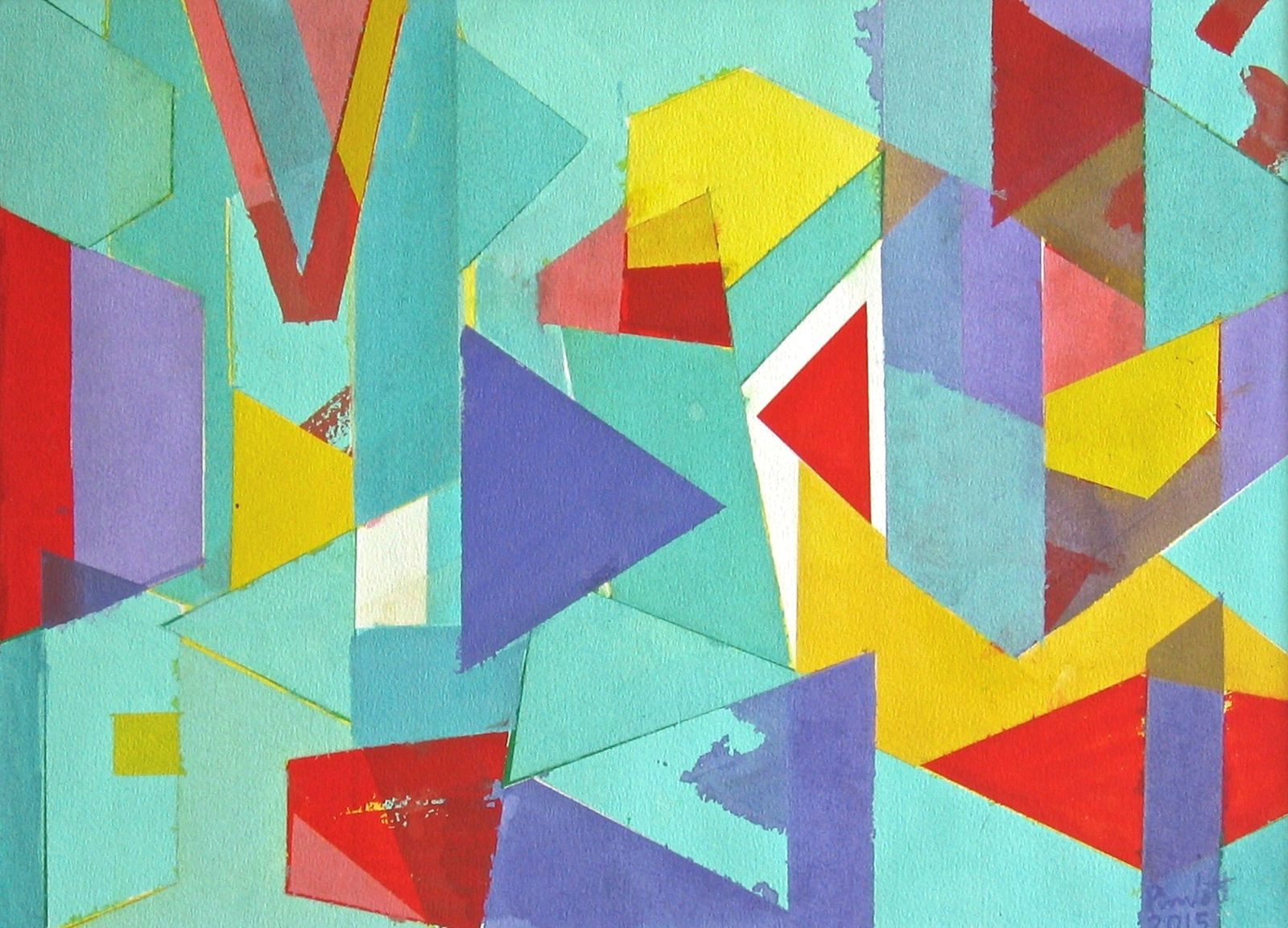 Geoffrey Pimlott Hon Ret RWS, Untitled Coloured Shapes Over Blue