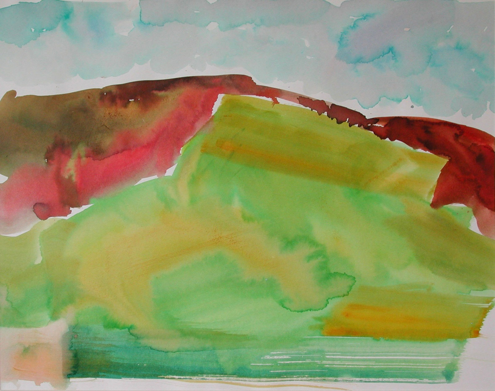 David Hamilton RWS, Green Field, Red Edge