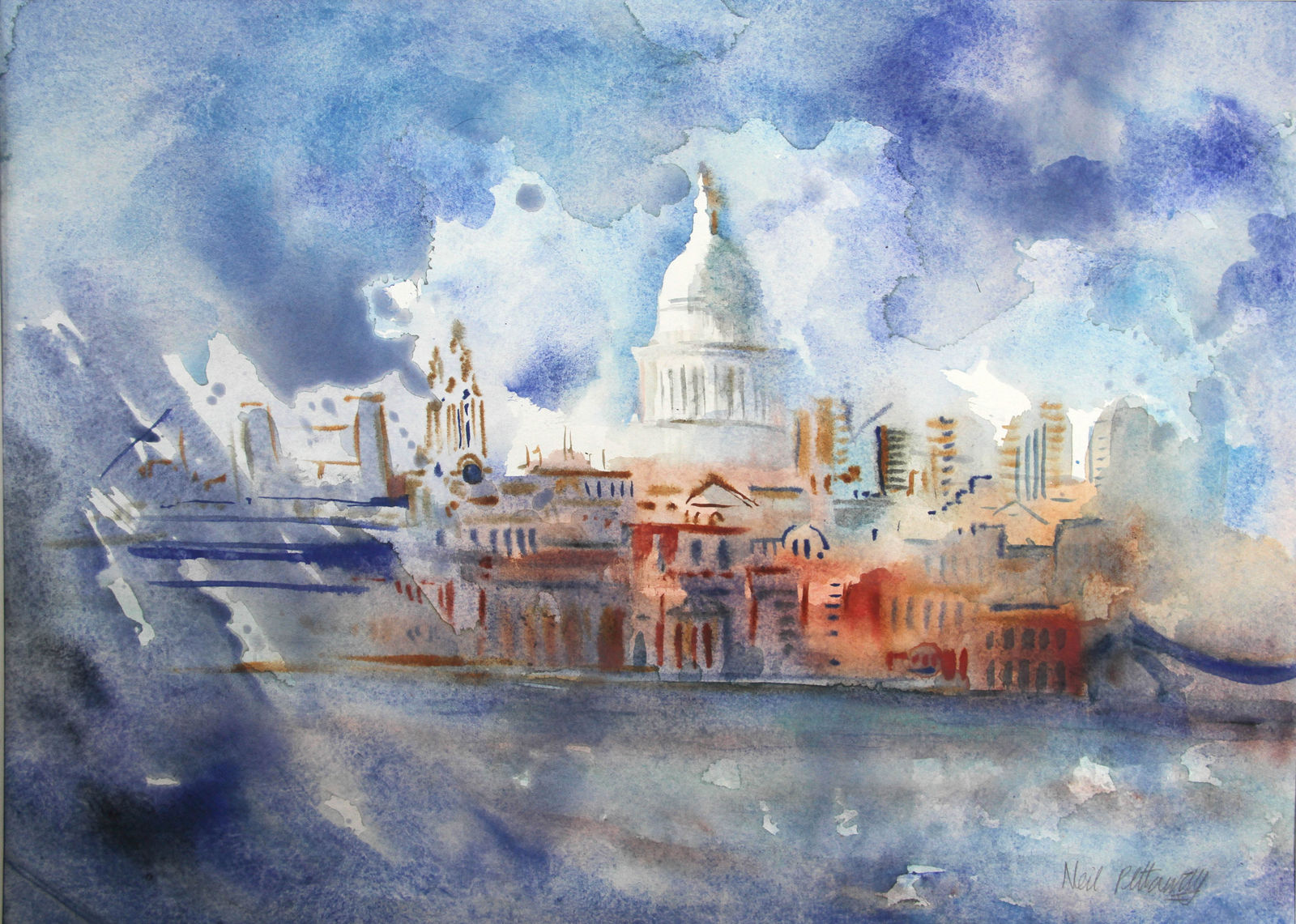 Neil Pittaway RWS RE, St Paul's from Bankside