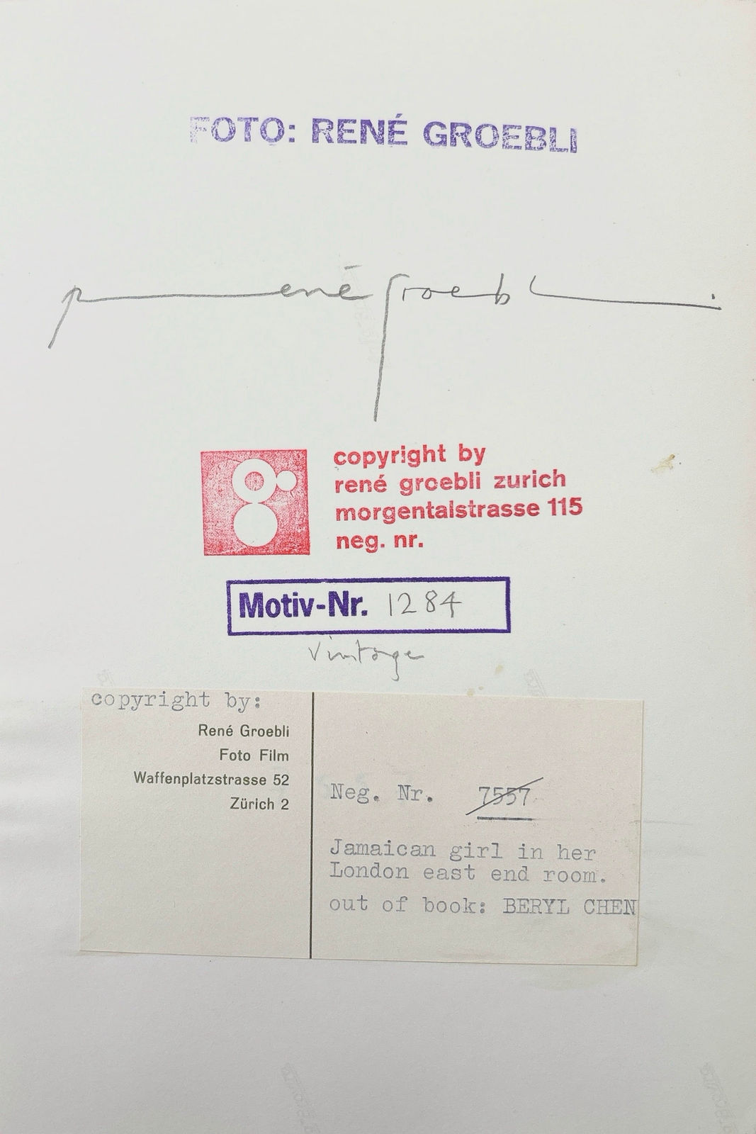 René Groebli, Jamaican girl in her London east end room (#1284), Beryl Chen, Vintage, 1953