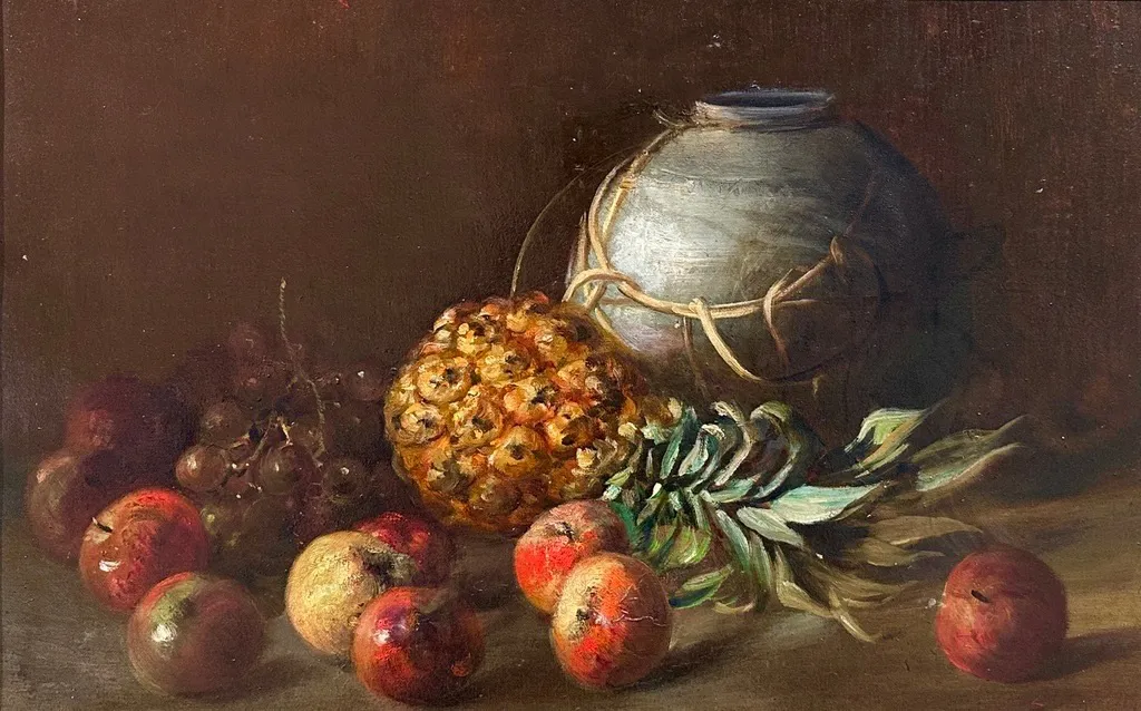 Charles Ethan Porter, Still Life with Pineapple, Jar and Apples, ca. 1870s