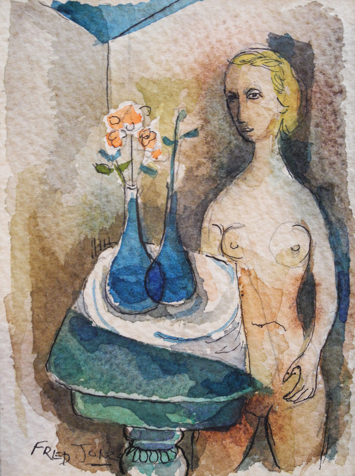 Frederick D. Jones, Nude At Table, ca. 1950