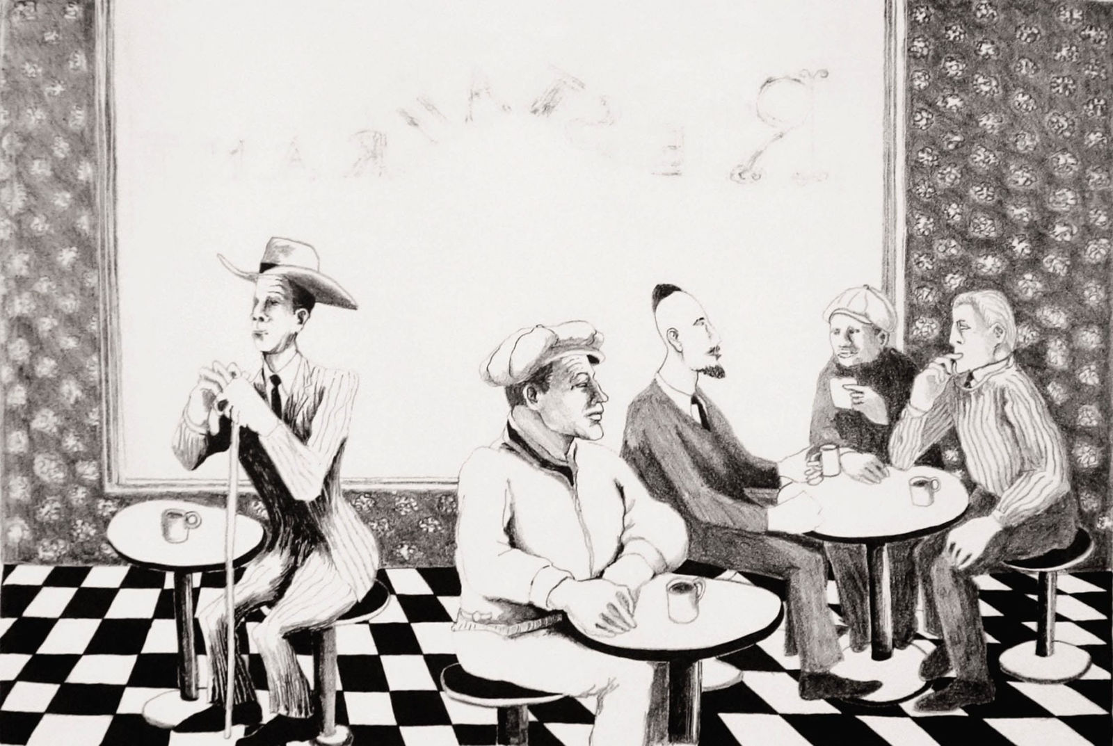 Benny Andrews, New York Cafe, 1966