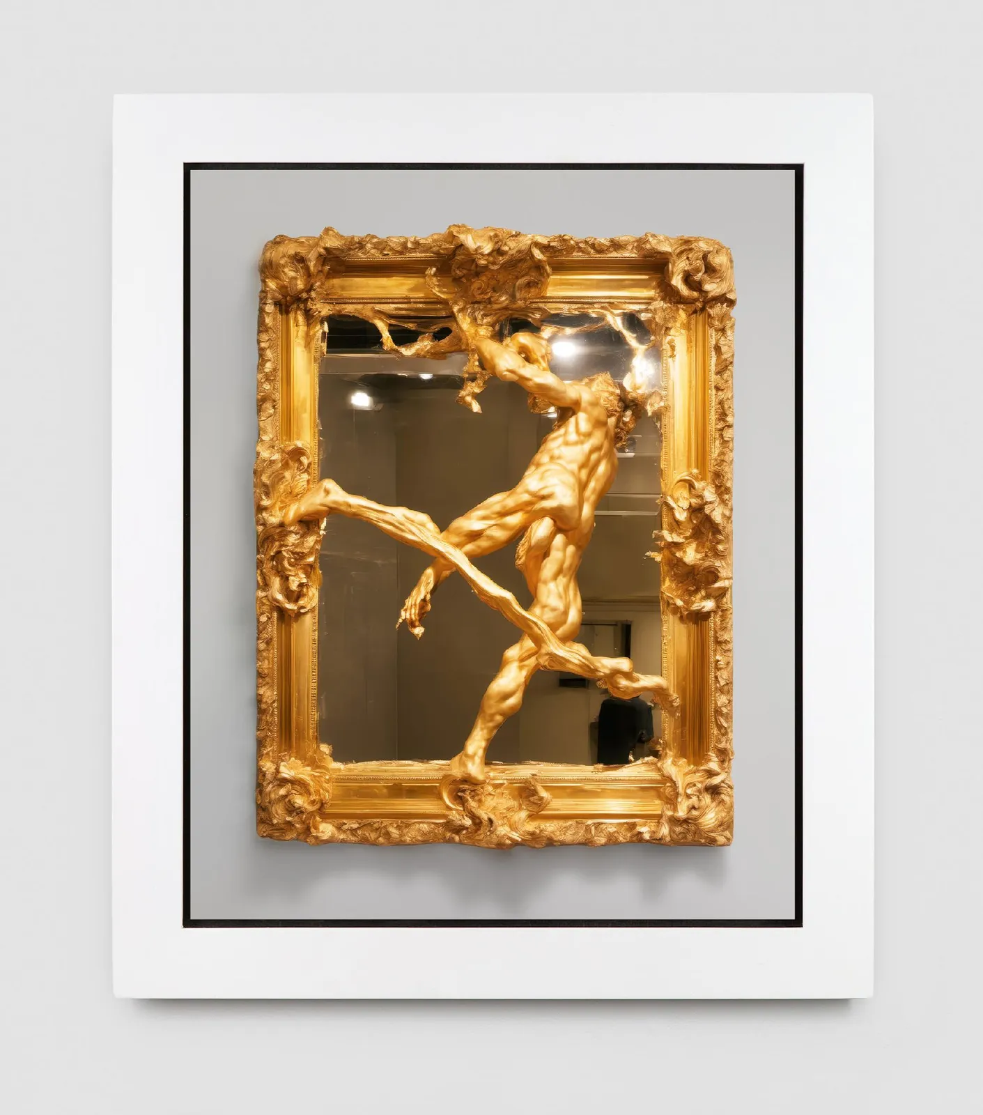 Evan Penny, AI PROMPT: EVAN PENNY SCULPTURE / FLAYING OF MARSYAS / VENETIAN MIRROR #2, 2024