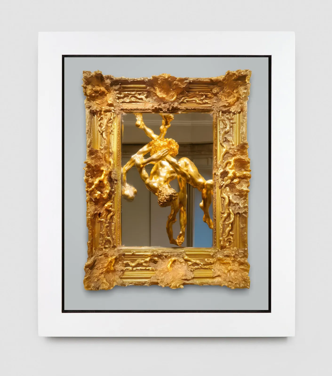 Evan Penny, AI PROMPT: EVAN PENNY SCULPTURE / FLAYING OF MARSYAS / VENETIAN MIRROR#3, 2024
