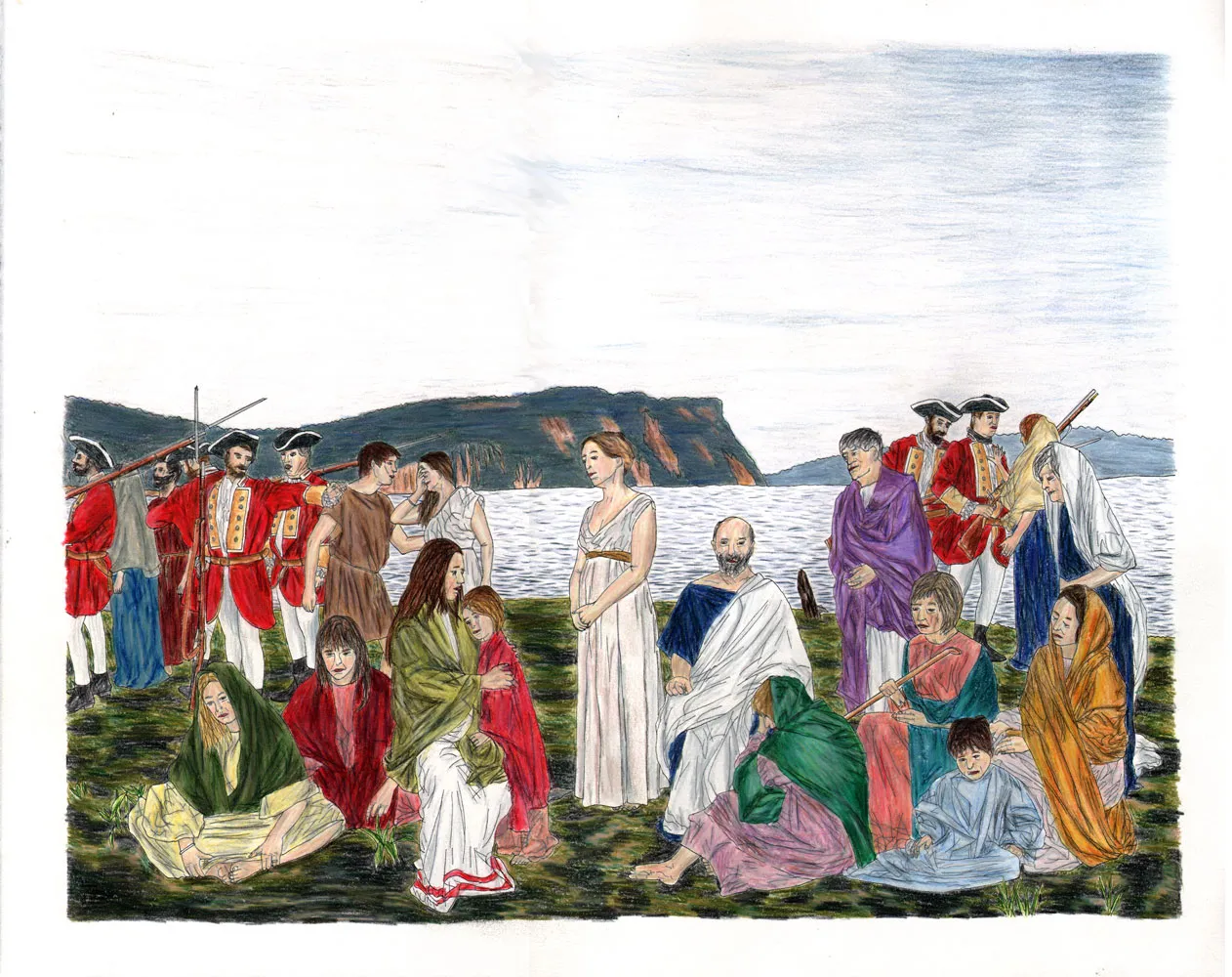 Mario Doucette, La Dispersion des Acadiens (d'après Henri Beau), 2014