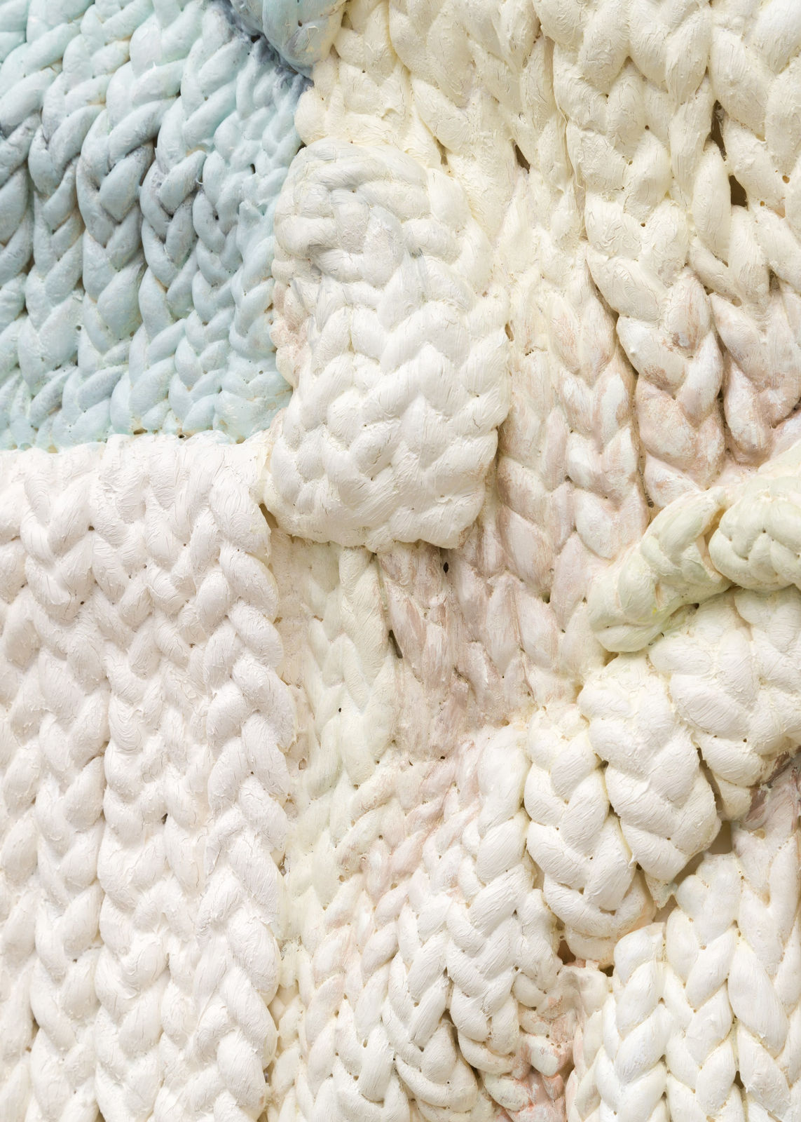 Gina Beavers, All the knit blankets in Ivory, 2024