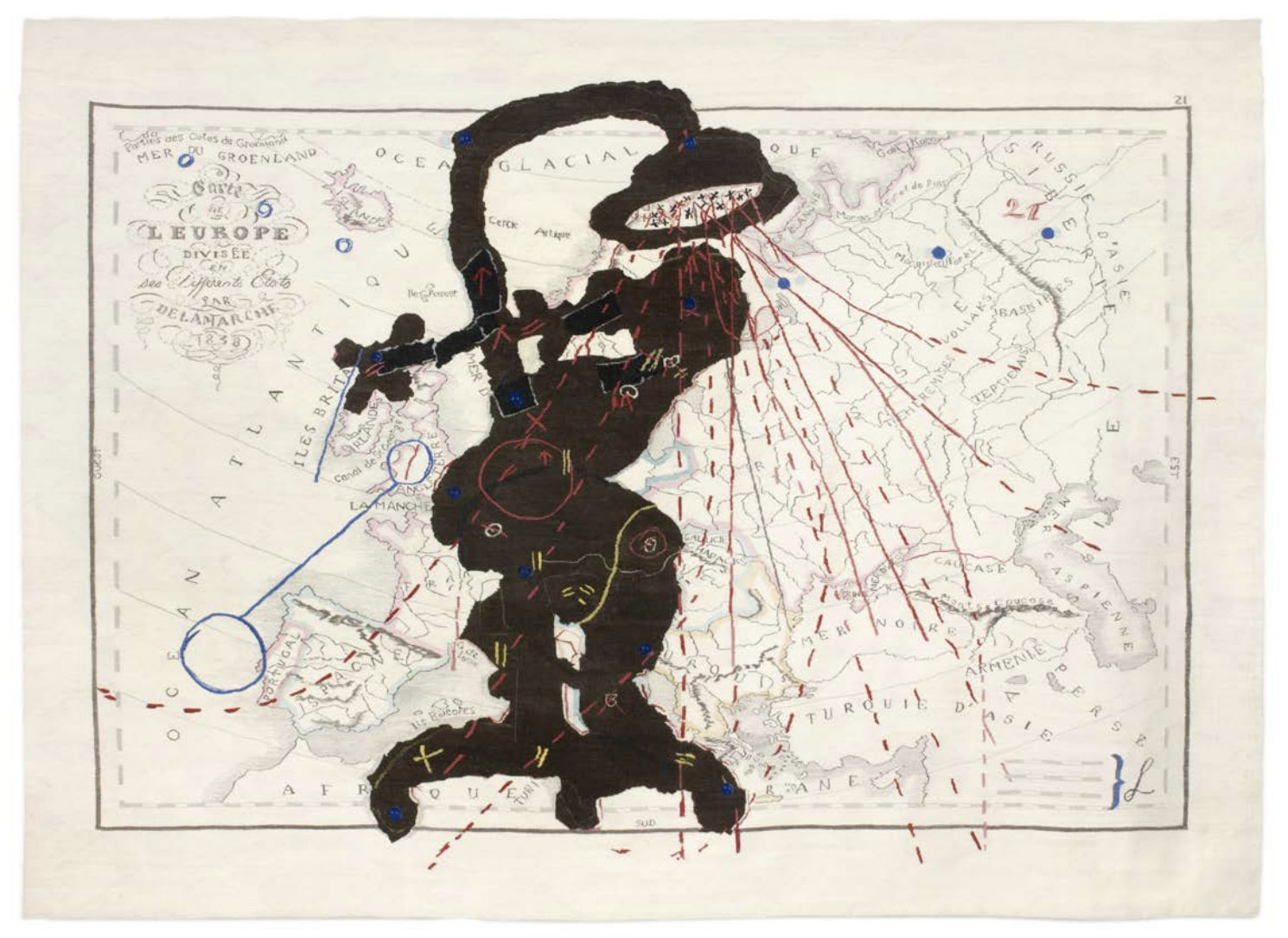 William Kentridge & Marguerite Stephens, Porter Series: Carte de L’Europe (Shower Woman) (Carte de L’Europe divisee en ses differents etats), 2006 - 2007
