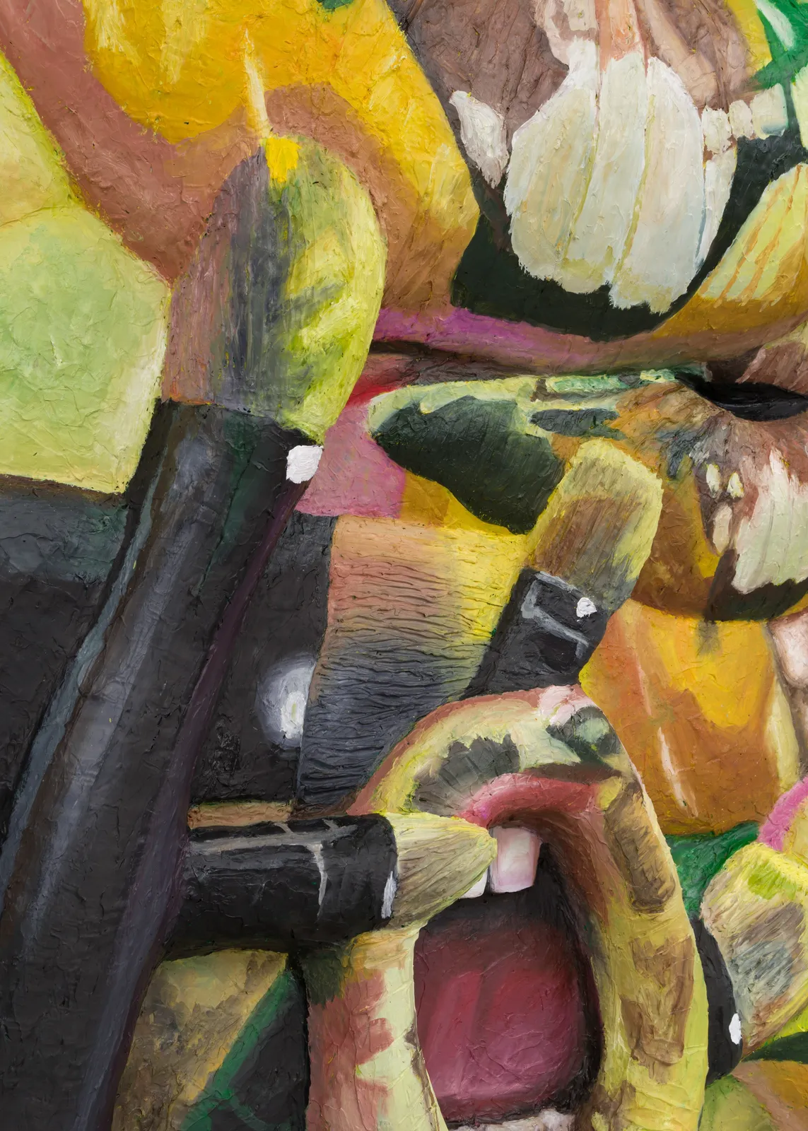 Gina Beavers, Painting Van Gogh Sunflowers on my Lips, 2023