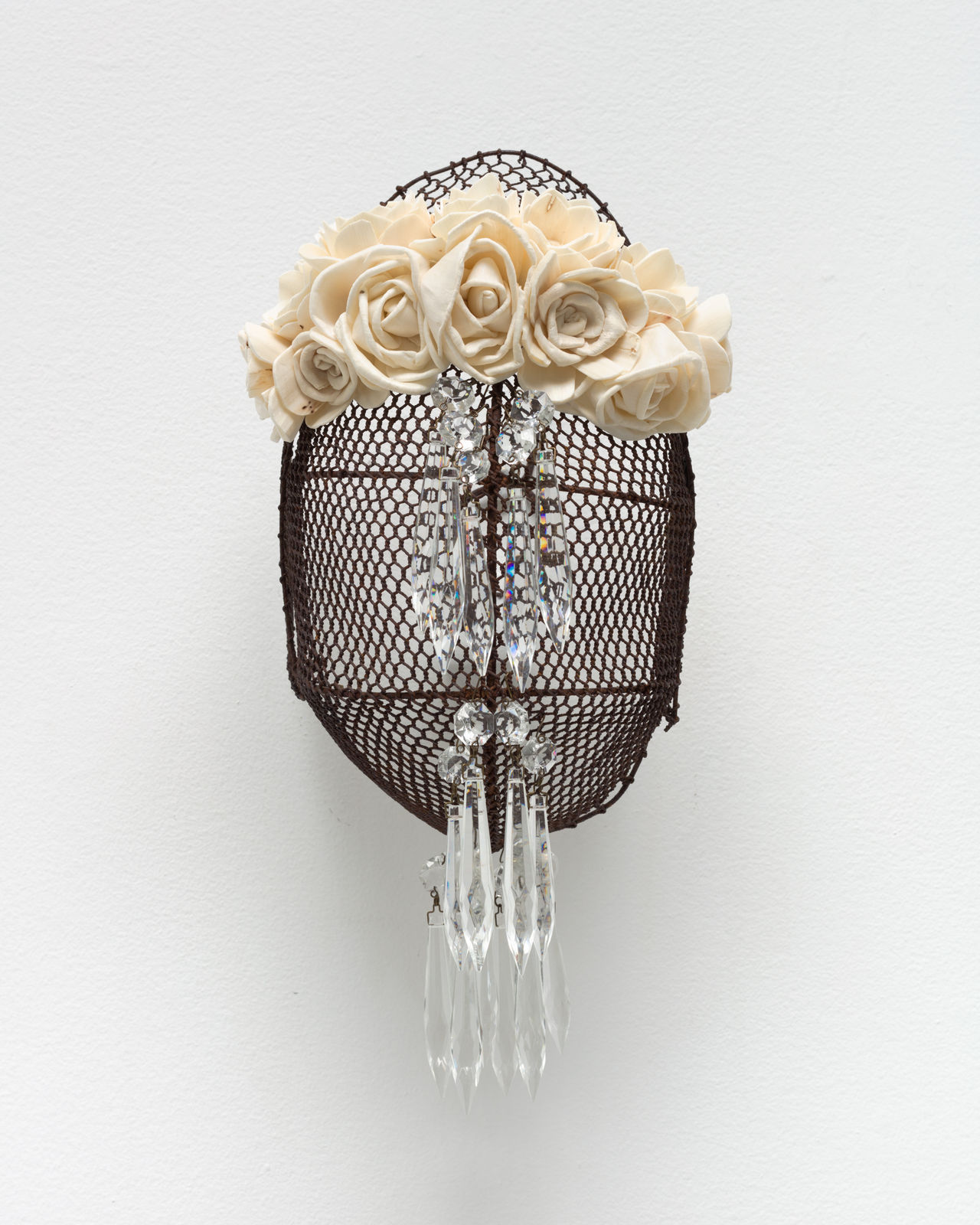 Allison Janae Hamilton, Mask with Flowers and Crystals I, 2021