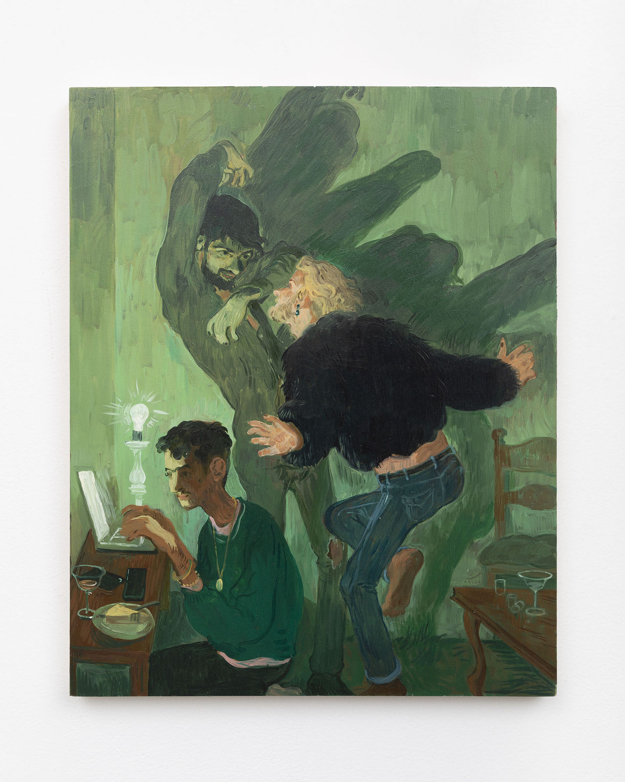 Salman Toor, The Green Trio, 2019