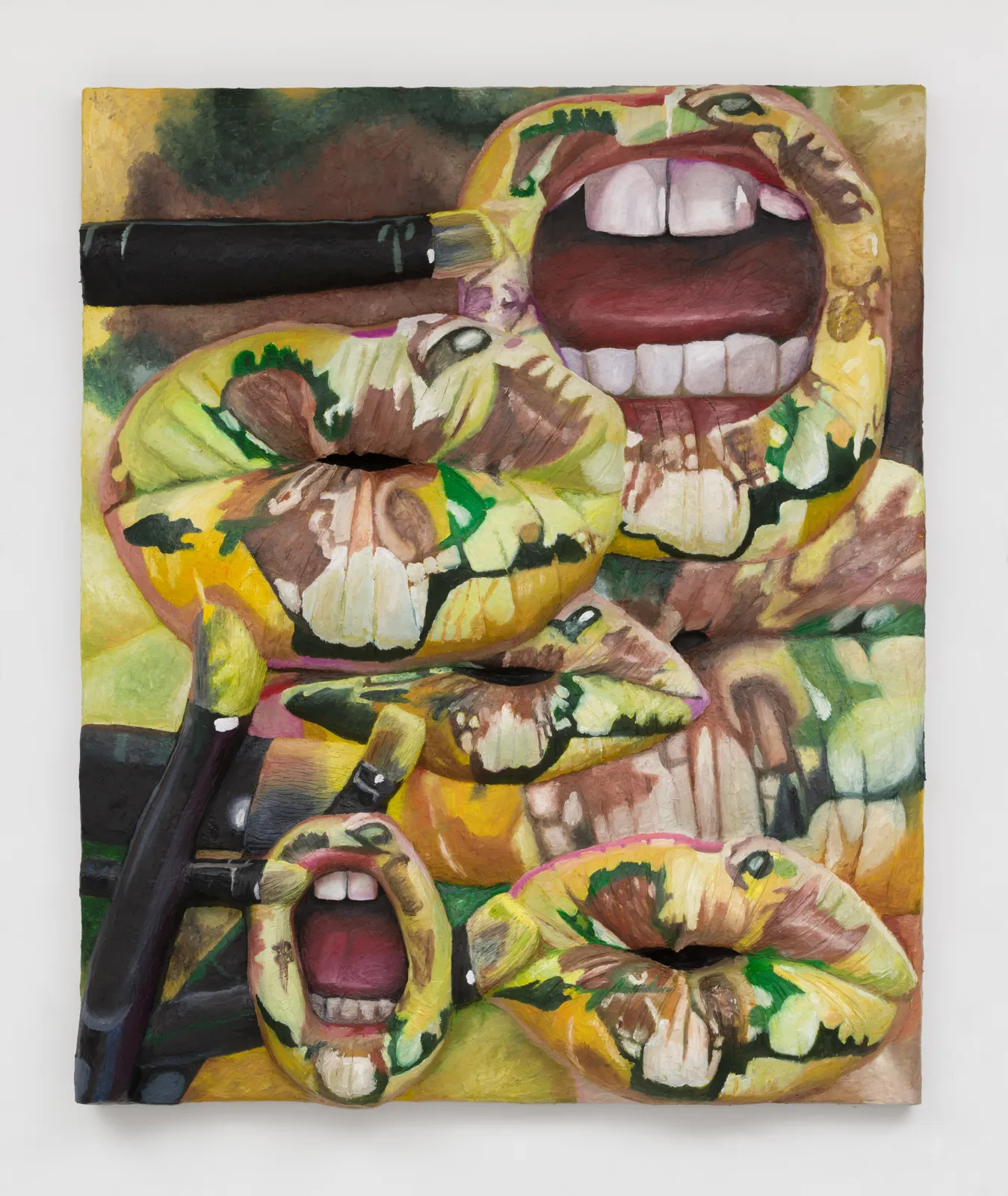 Gina Beavers, Painting Van Gogh Sunflowers on my Lips, 2023