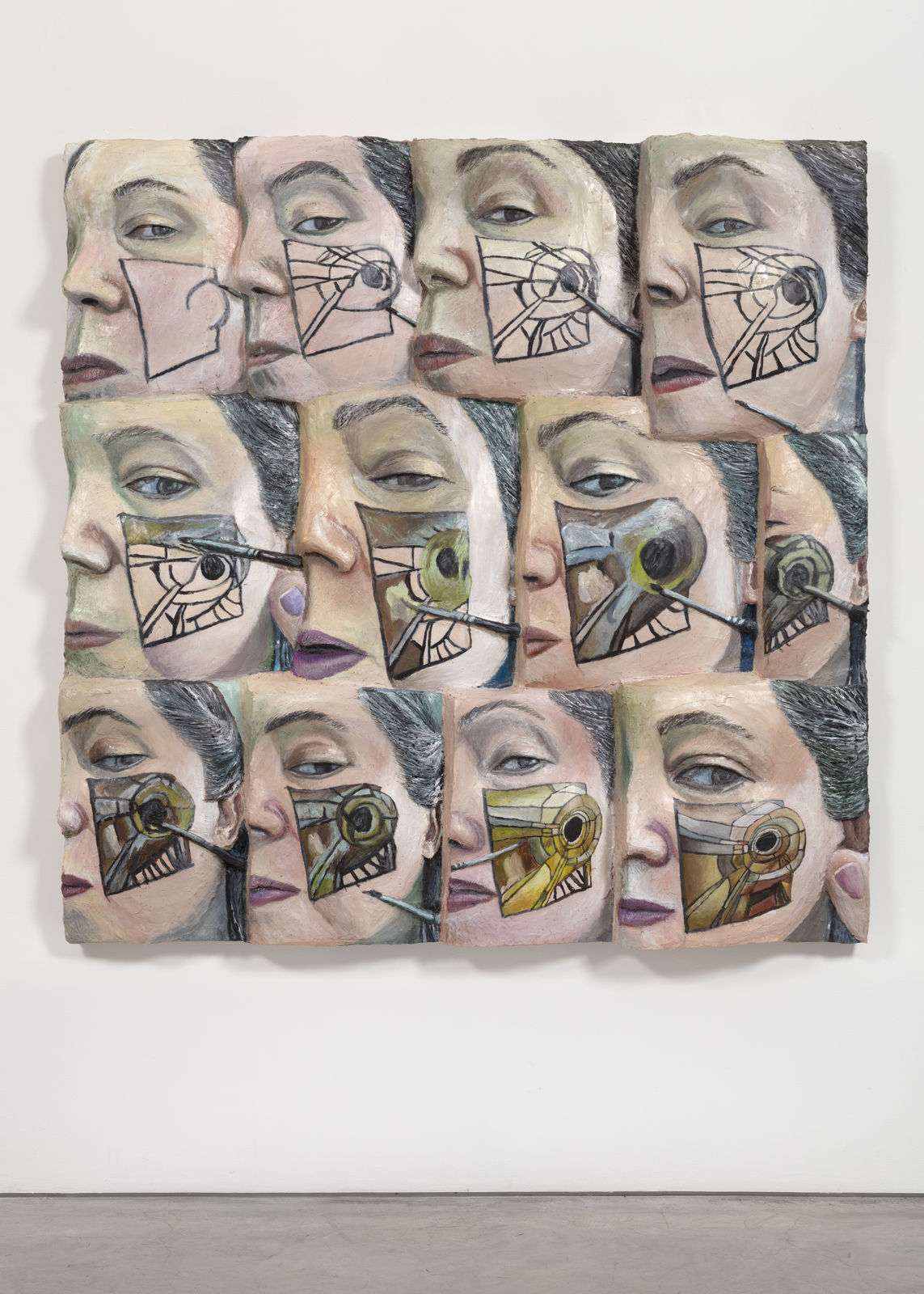 Gina Beavers, Painting Lee Bontecou's 'Untitled 1967' on my cheek, 2020