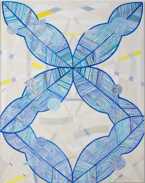Ruby Palmer, Blue Striped Leaves, 2025