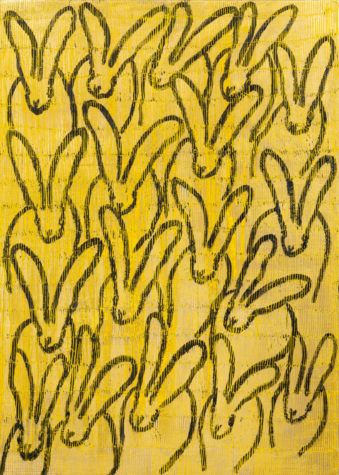 Hunt Slonem, "Yellow Scored Hutch Jackie O", 2024