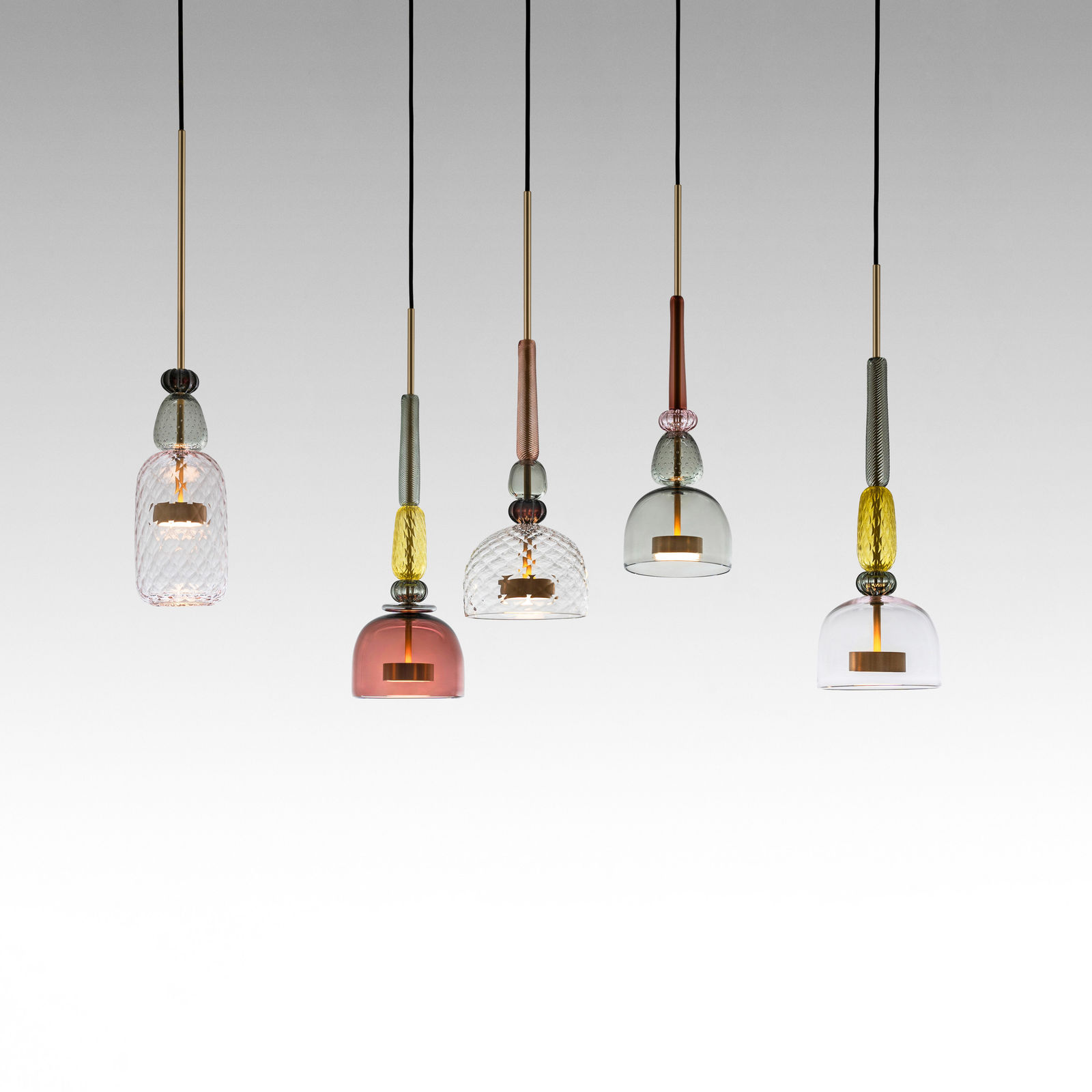 Giopato & Coombes, Flauti Zigzag Chandelier 51 Rose