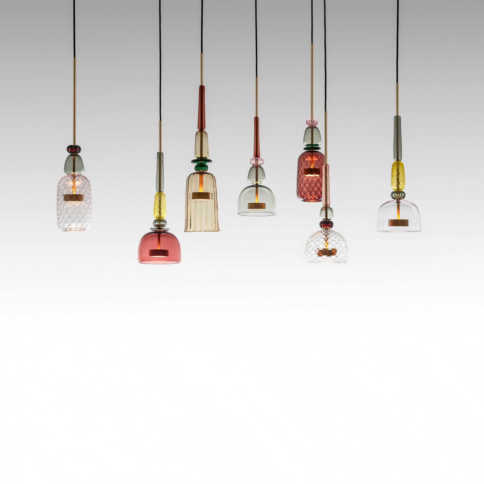 Giopato & Coombes, Flauti Zigzag Chandelier 71 Rose