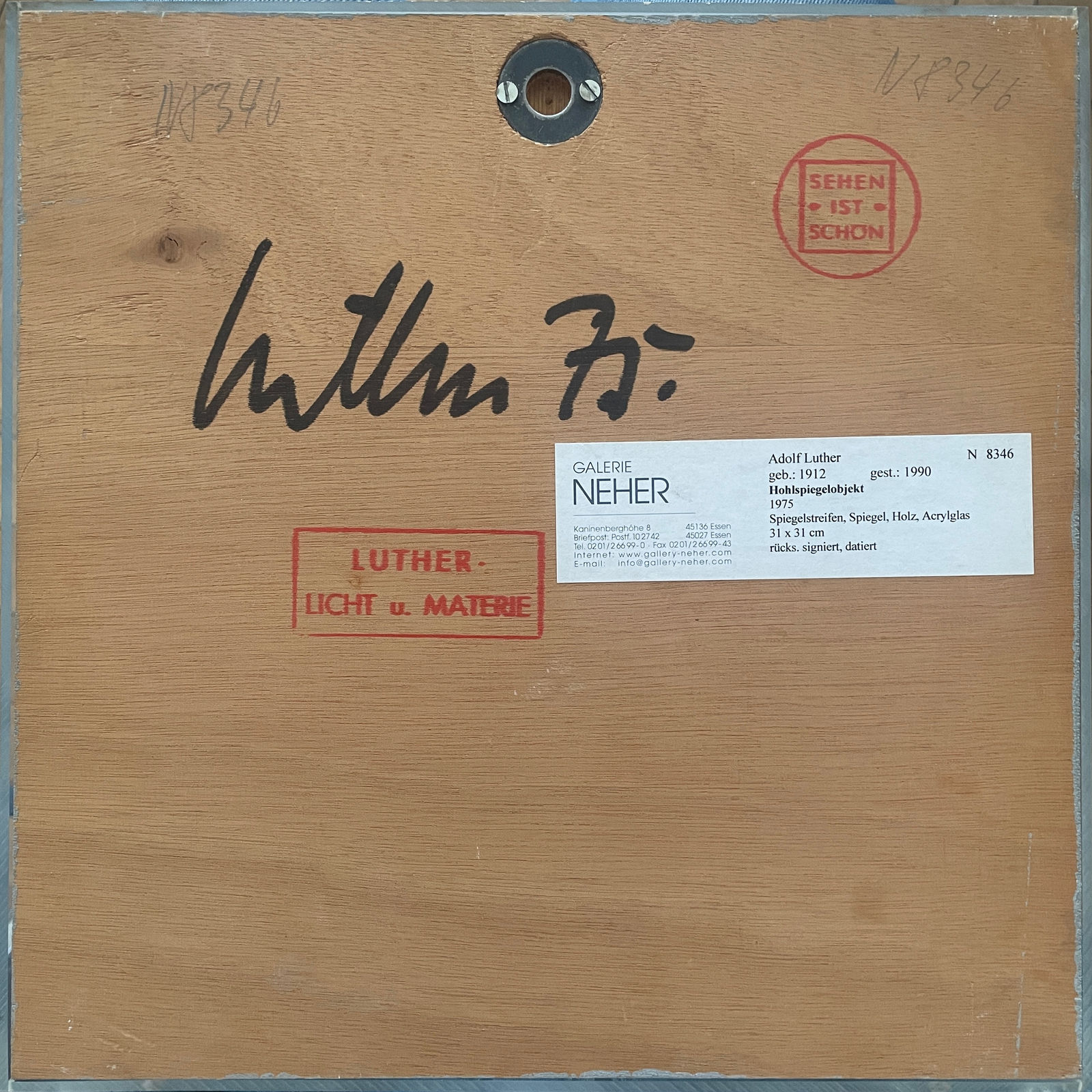 Adolf Luther, Hohlspiegelobjekt, 1975