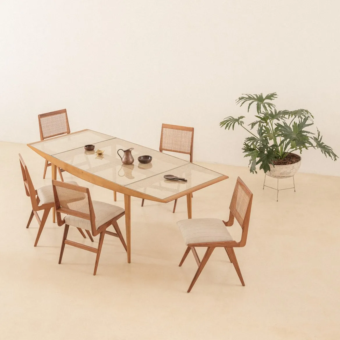 Carlo Hauner and Martin Eisler, Dining Table with Cane Top, 1950s
