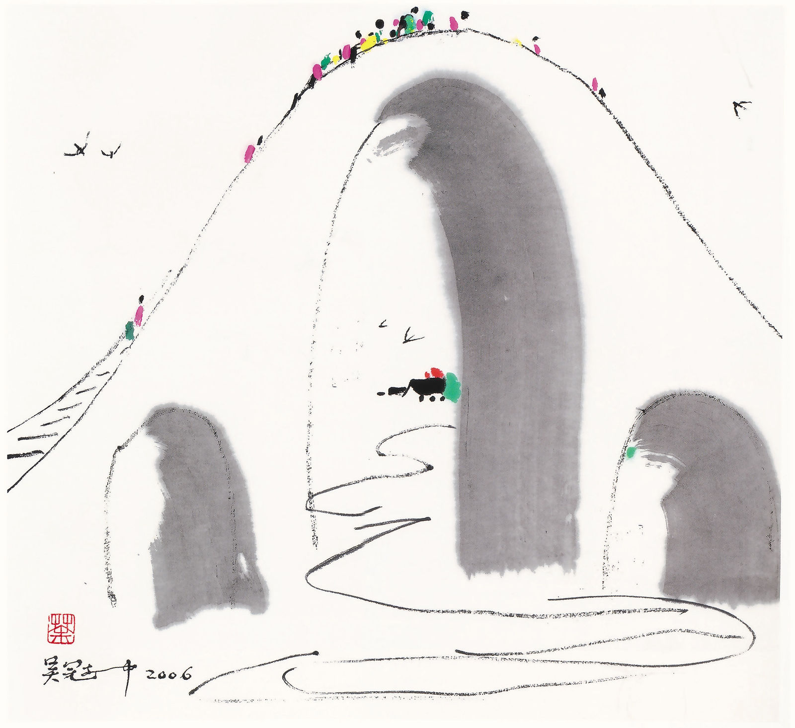 Wu Guanzhong 吳冠中, A Tall Bridge 高橋, 2006