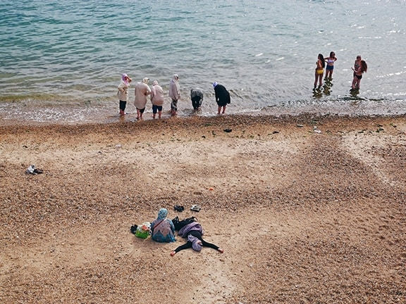 The Caravan Gallery, Enjoying the beach, Portsmouth, 2014