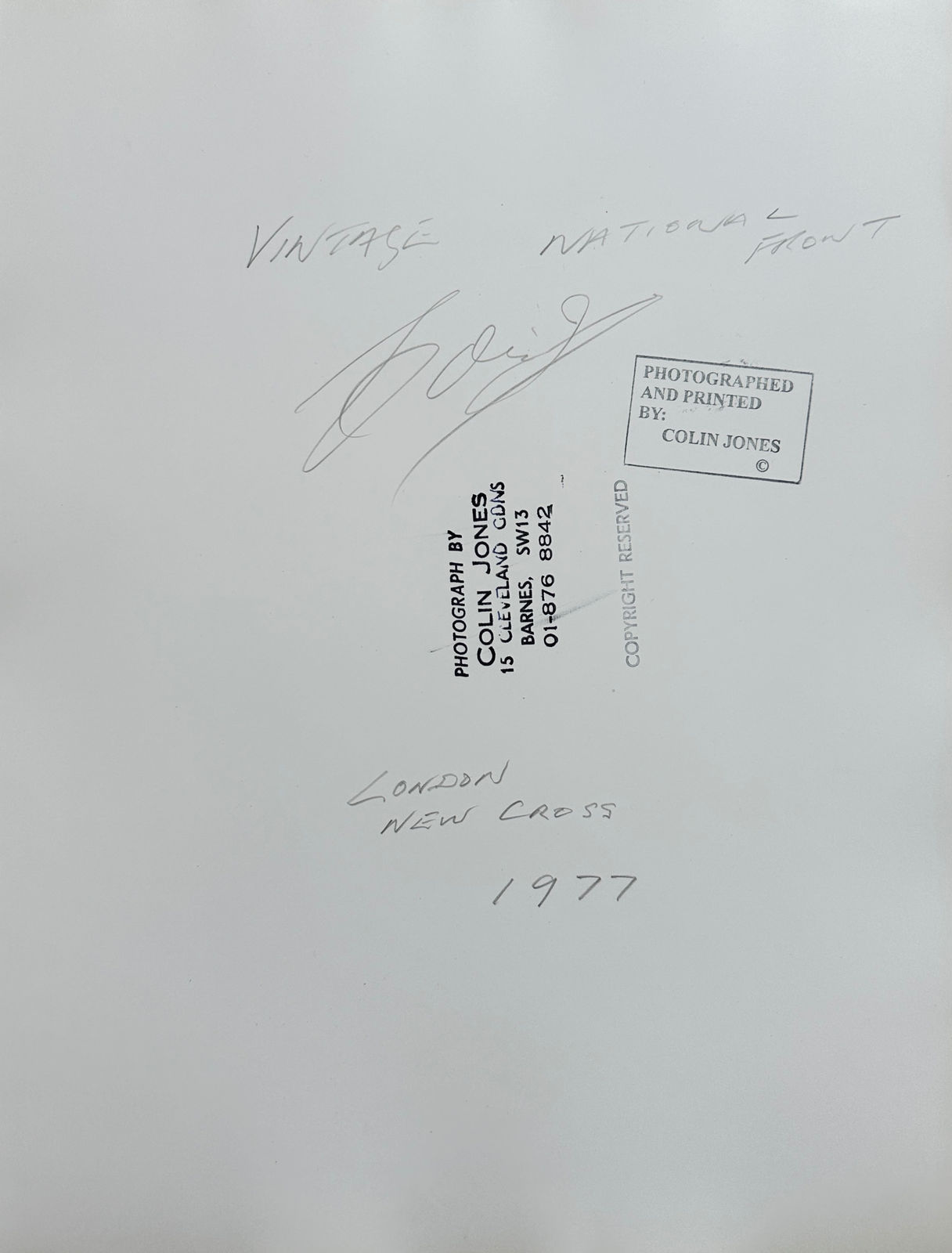 Colin Jones, National Front, New Cross, London, 1977