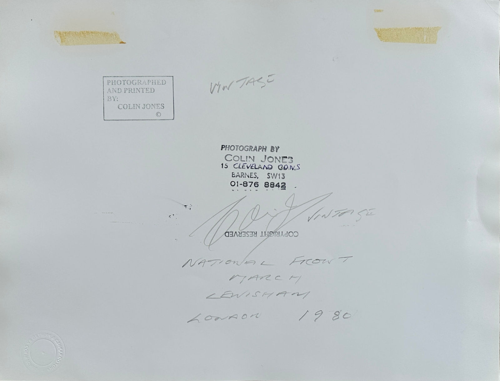 Colin Jones, National Front March, Lewisham, London, 1980