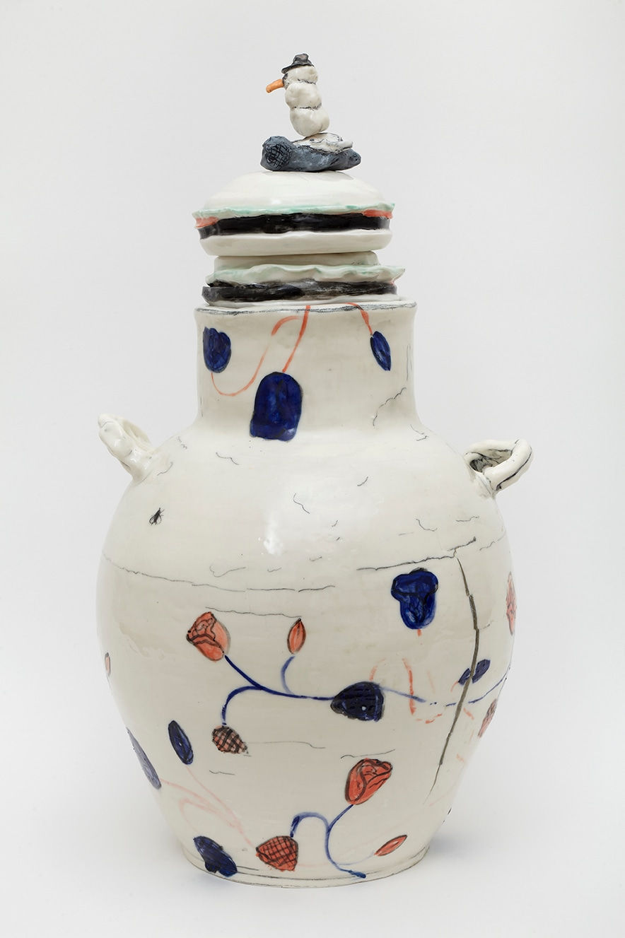 Johanna Jackson, Roses in Stages of Bloom, Bud and Decay, Flies, Snowperson, Hamburger, Butterfly, 2021