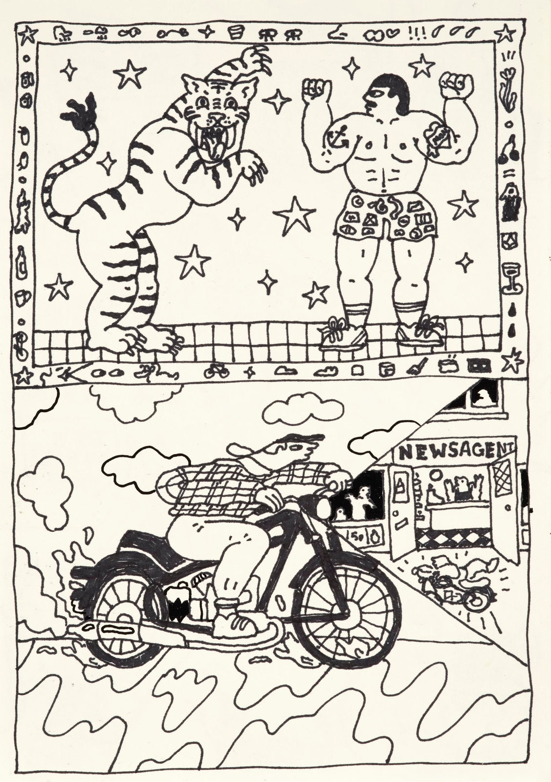 Keiti Forbes, Ink Muscle Man, Tiger and Motorbike
