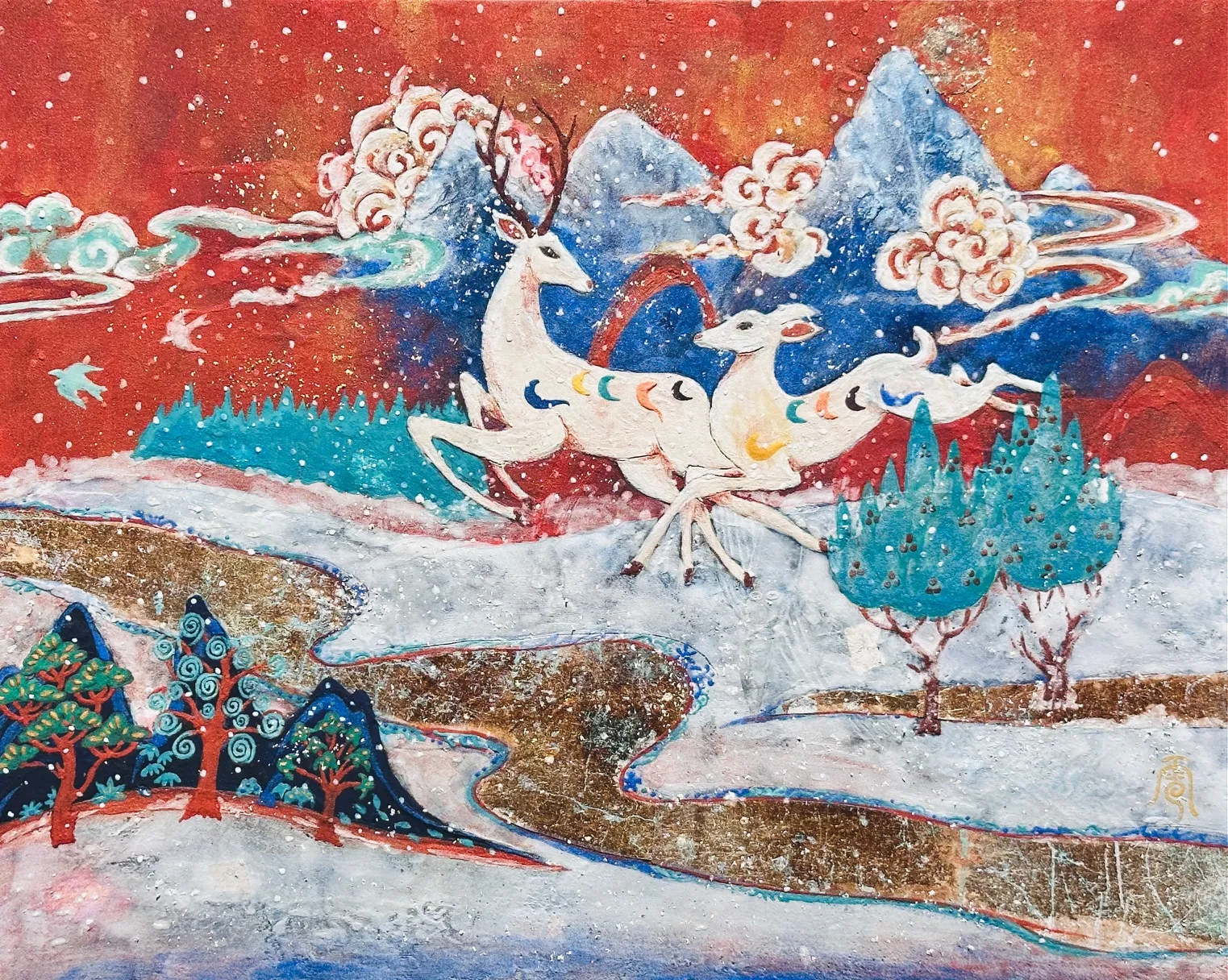 Tina Tiana, Whispers of the Forest( Autumn & Winter) Diptich , 2025