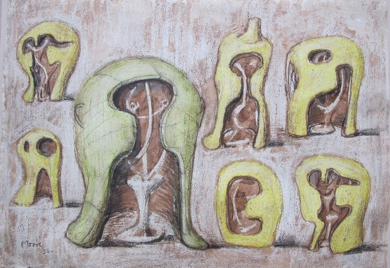 HENRY MOORE, Helmet Head: Interior/Exterior Forms, 1950