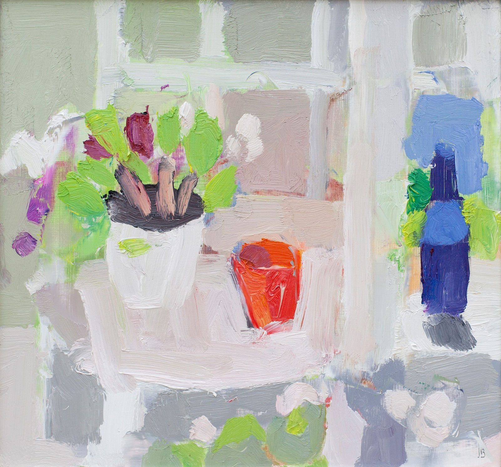 JULIAN BAILEY, Sunlight in the Loggia with basil, Orange Cup & Bottle