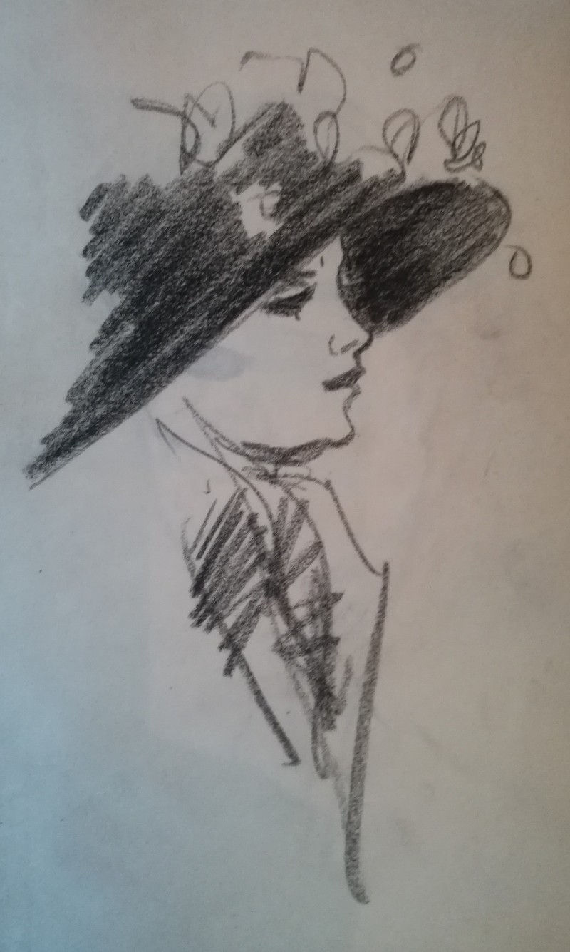 JOHN DUNCAN FERGUSSON, Profile of hatted woman