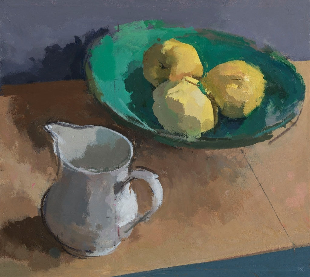ROBERT DUKES, Still-life with Quince and White Jug, 2019