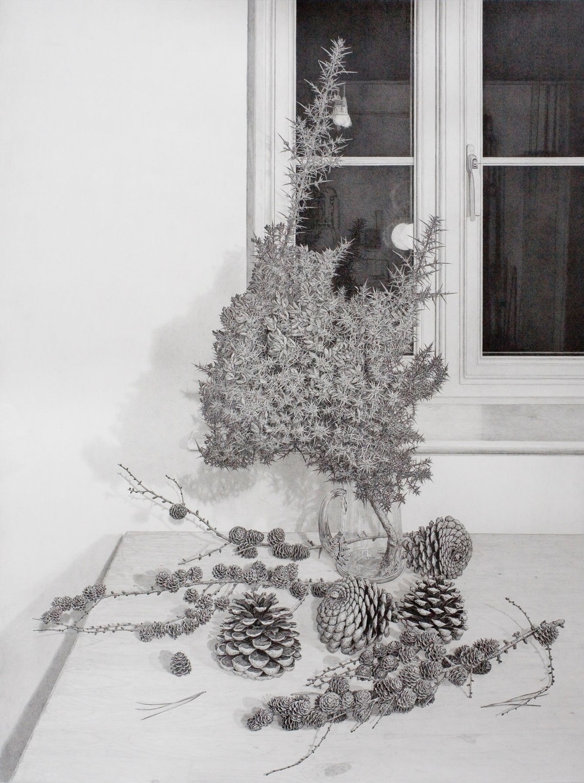 EDMUND CHAMBERLAIN, Still life with Gorse and Pine Cones, Night