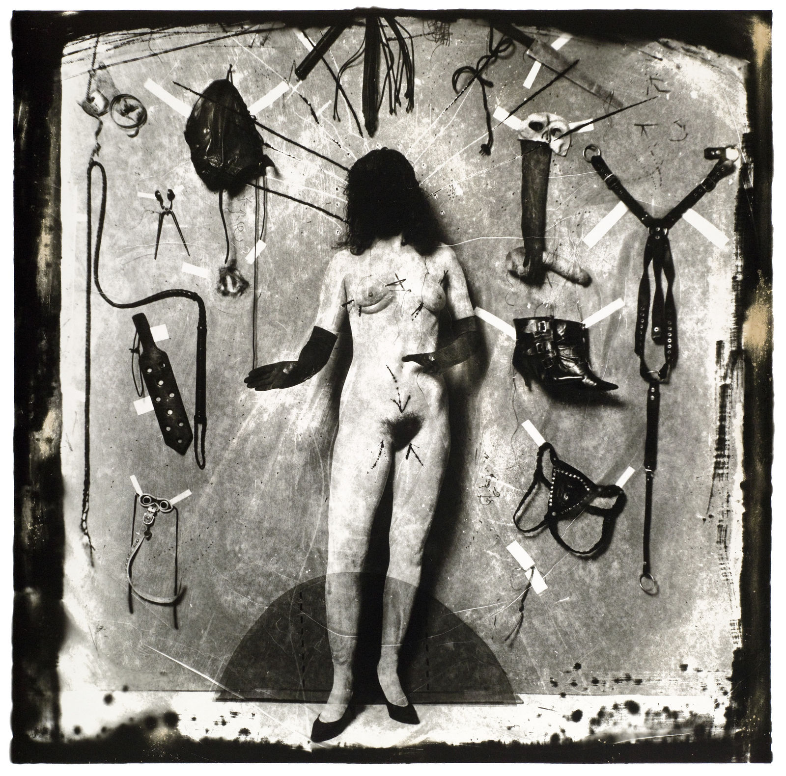 Joel-Peter Witkin, Choice of Outfits for the Agonies of Mary, SF, 1984